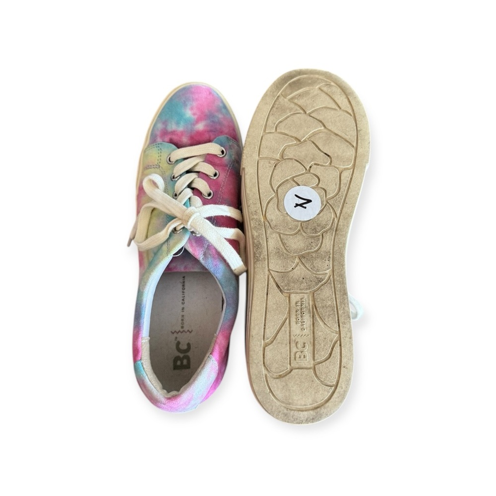 Born in California pink blue platform 1" lace up fashion sneakers Sz 7 - Picture 4 of 11